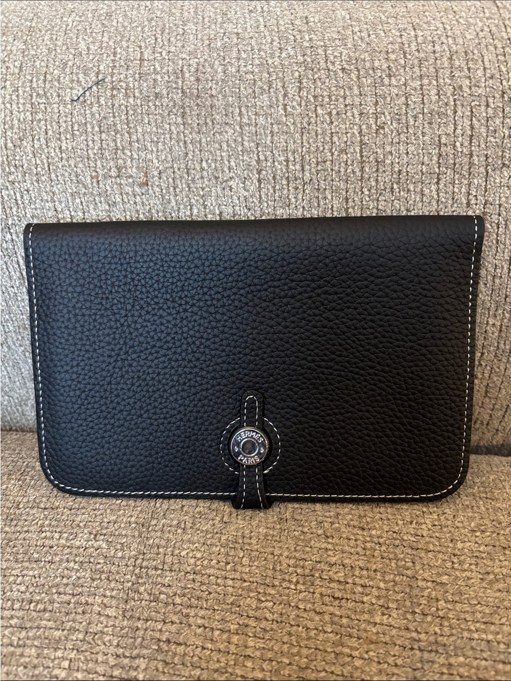 Hermès Black Leather Clutch Wallet